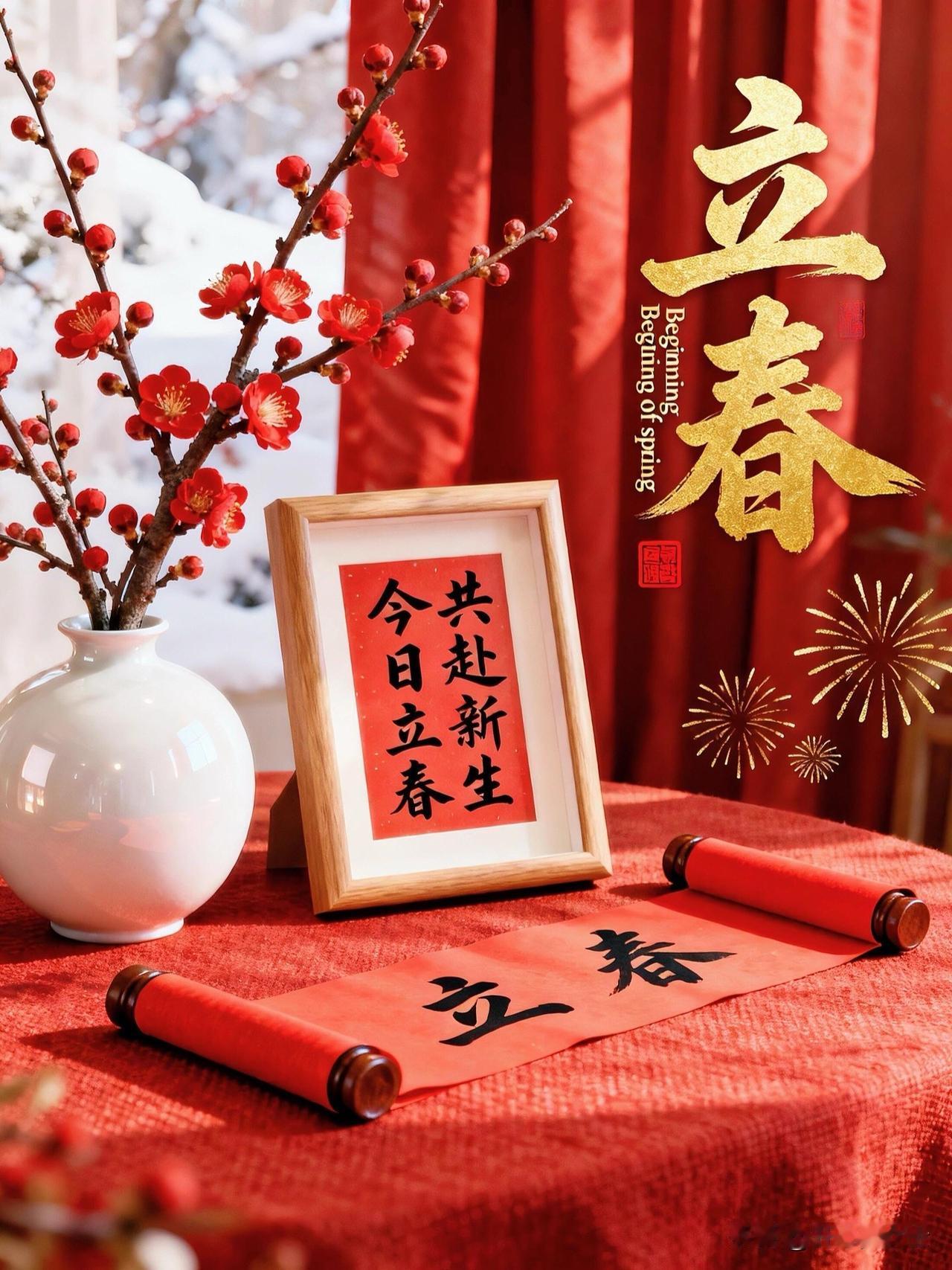 ［一枕诗书·人日～立春］
文／开心吴


冬去冰溶又立春，红梅傲雪日日新
嫩芽萌