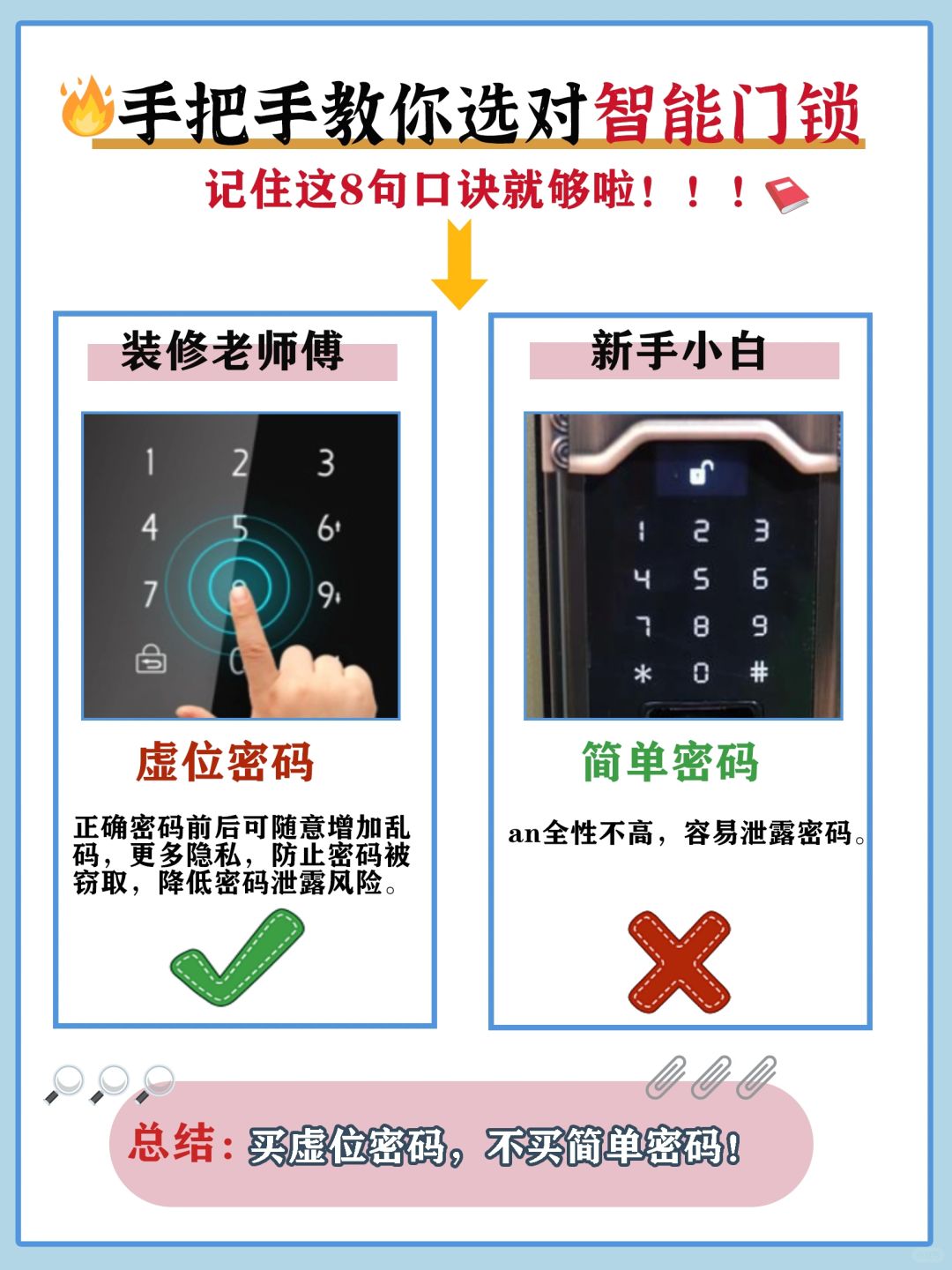 🔥装修老师傅都夸的8大智能门锁口诀‼️快get