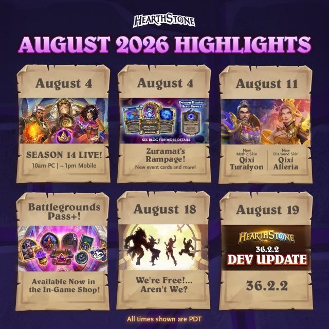 炉石传说 官方发布炉石8月大事件：其中职业系列8月19公布，8月26日上线！ 