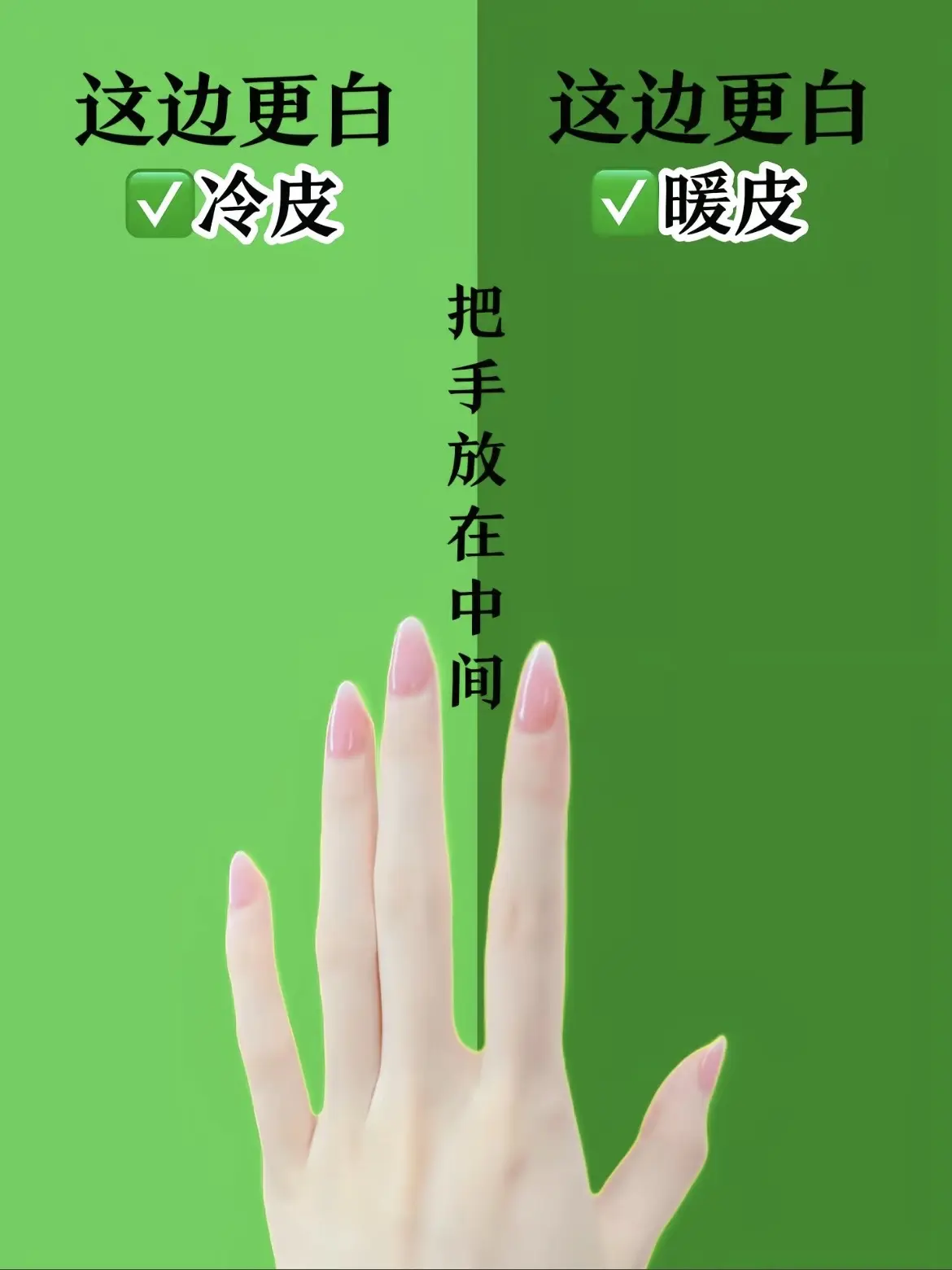 教你3S自测冷暖皮！把手放在屏幕上，哪个颜色更显白你就是哪种肤色！姐妹...