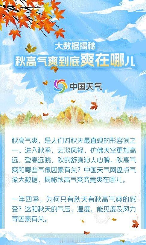 【秋高气爽到底爽在哪儿？】“秋风万里动，日暮黄云高。”最近几天，华北等地迎来了秋