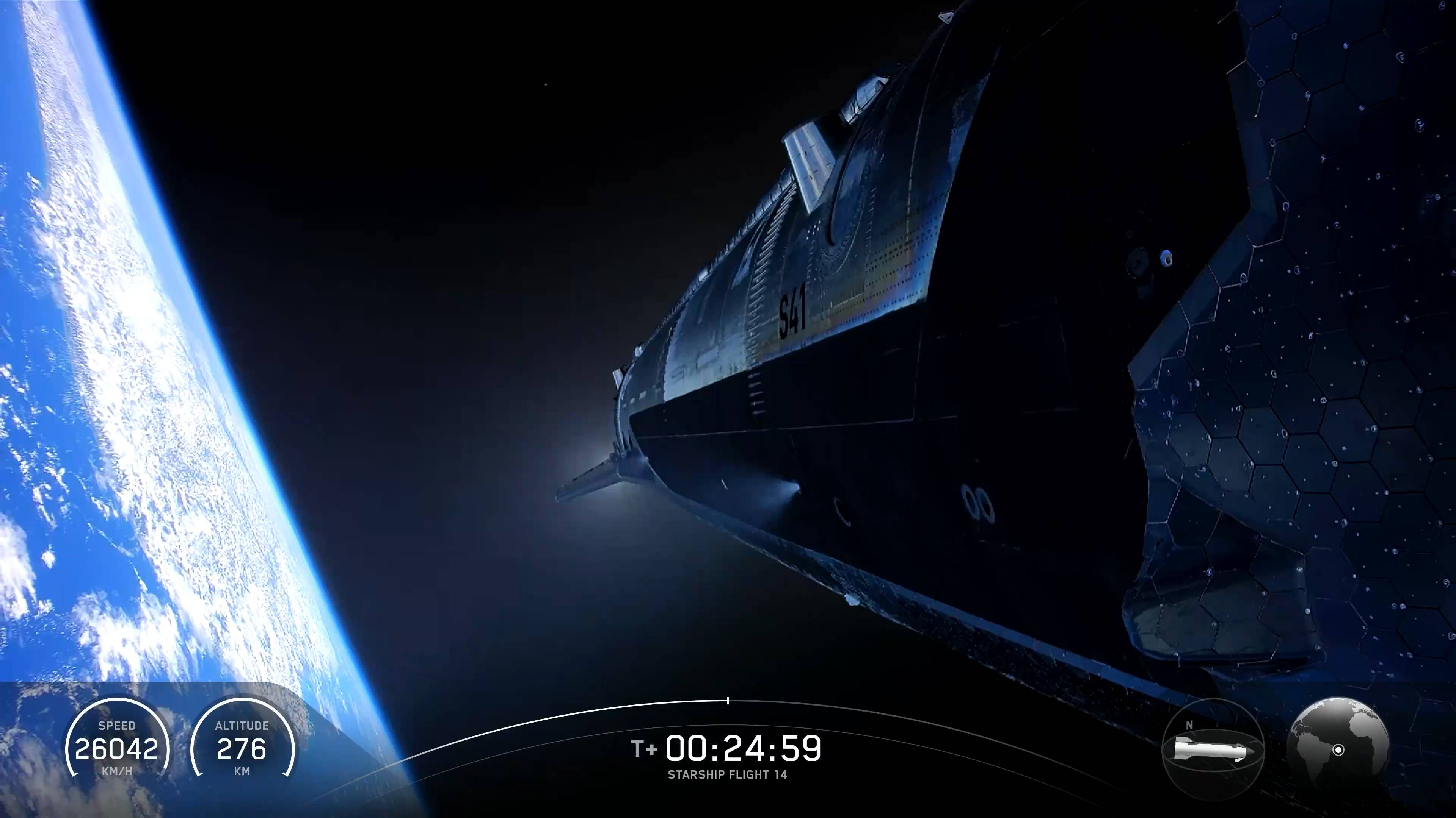 SpaceX的星舰巨型火箭在其首次针对地球轨道的试飞中升空。此次任务旨在测试星舰的轨道能力，太美了