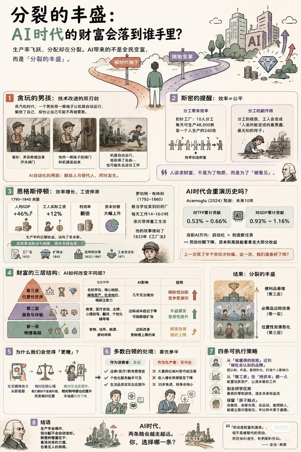 AI造富不普惠，多数人正在悄悄掉队
 
亚当·斯密说：“劳动是财富的源泉，但不是