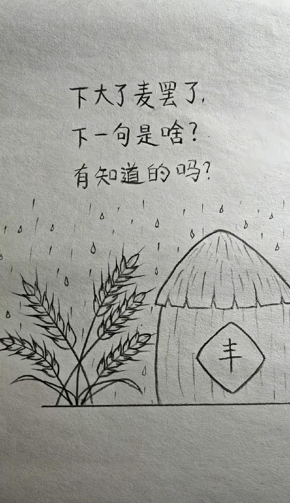 河南的朋友出来说说
下大了麦罢了
下一句是啥？
有知道的吗？