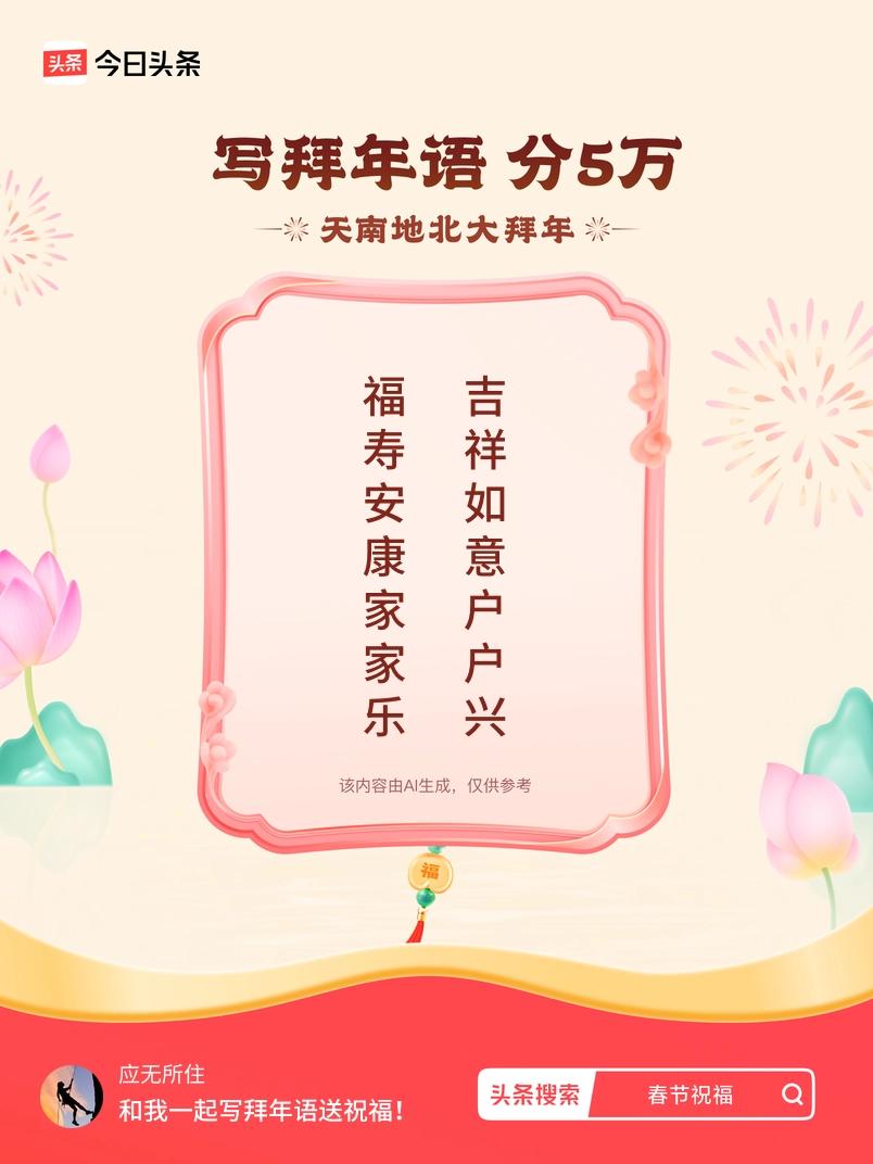 写拜年语送祝福新春拜年送祝福！我的祝福是：“福寿安康家家乐，吉祥如意户户兴”！快