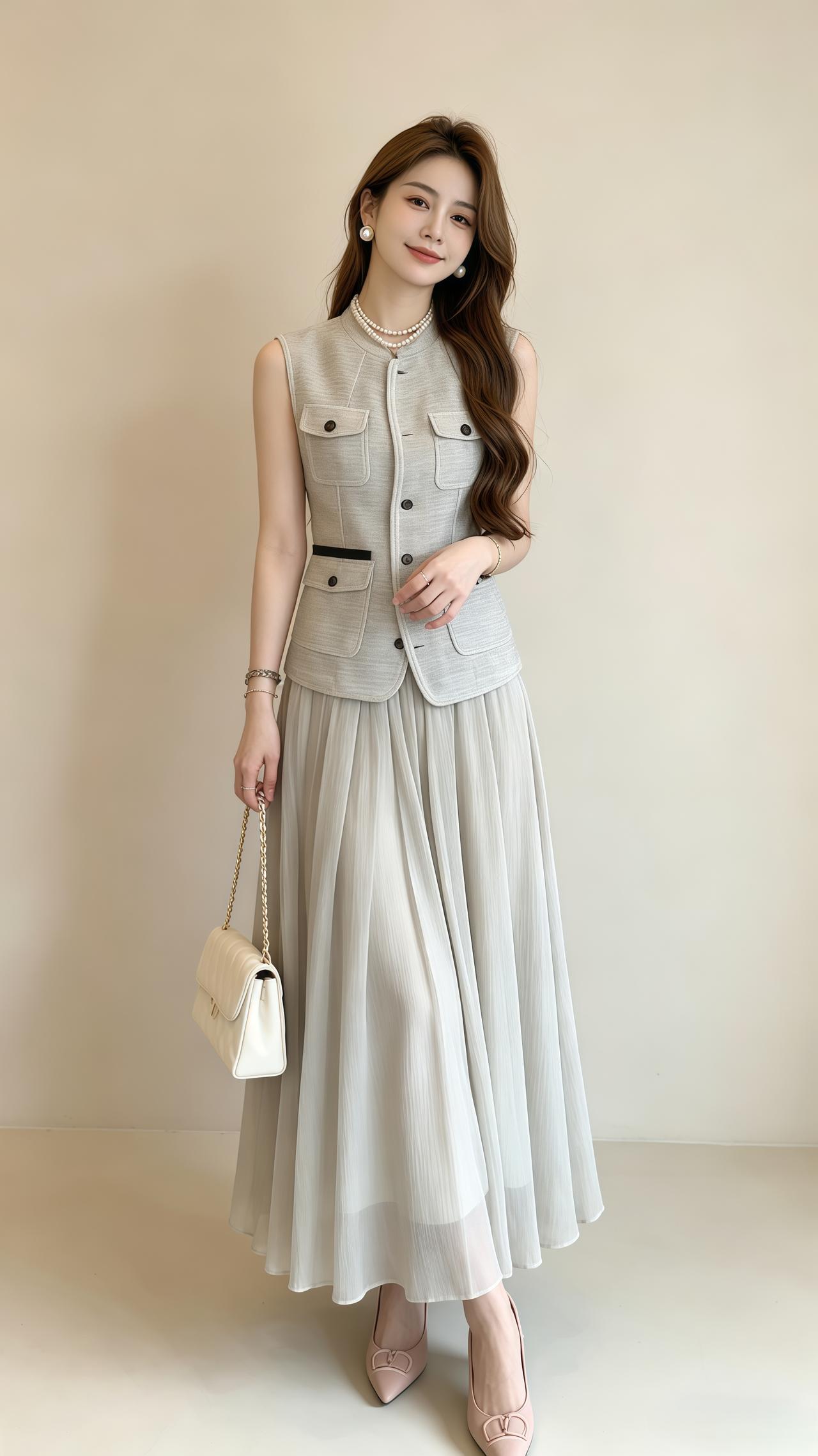 穿搭 温柔穿搭拿捏大小姐范儿 千金风气质穿搭 气质名媛小香风套装裙 韩系穿搭