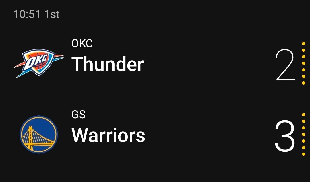 纪录一下，这可能是勇士今天唯一一次领先雷霆 