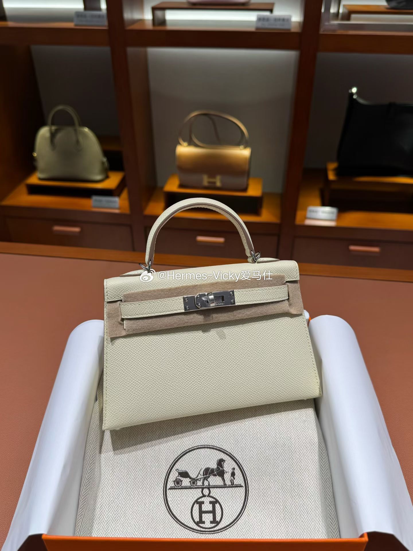 Kellymini 二代 Epsom皮 I8米尔顿黄 银扣爱马仕hermes