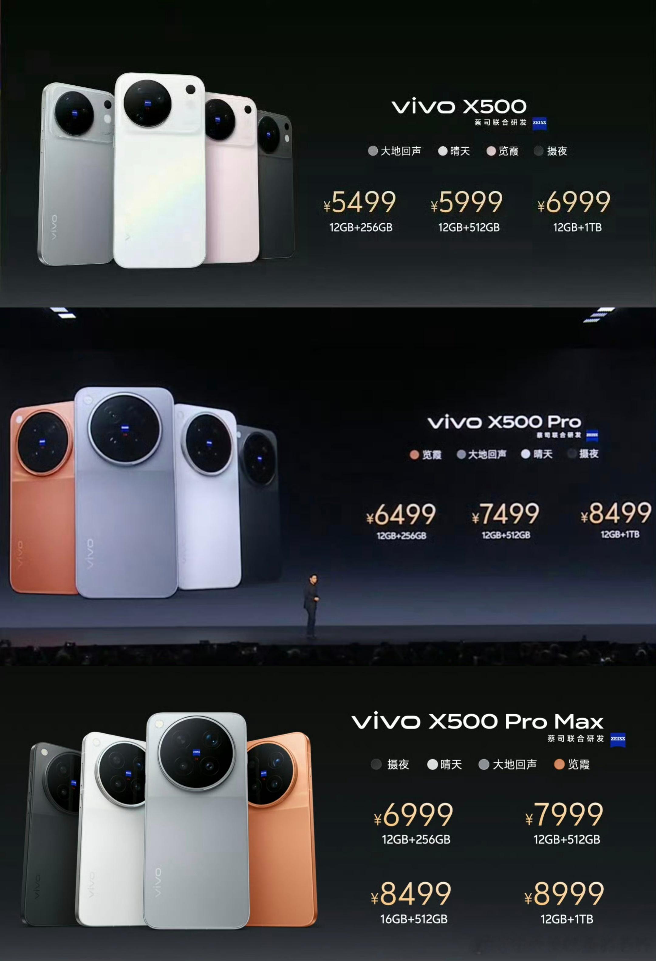 vivo X500系列标准版处理器旧酒装新瓶，全系价格涨幅直接破千。除影像下放之