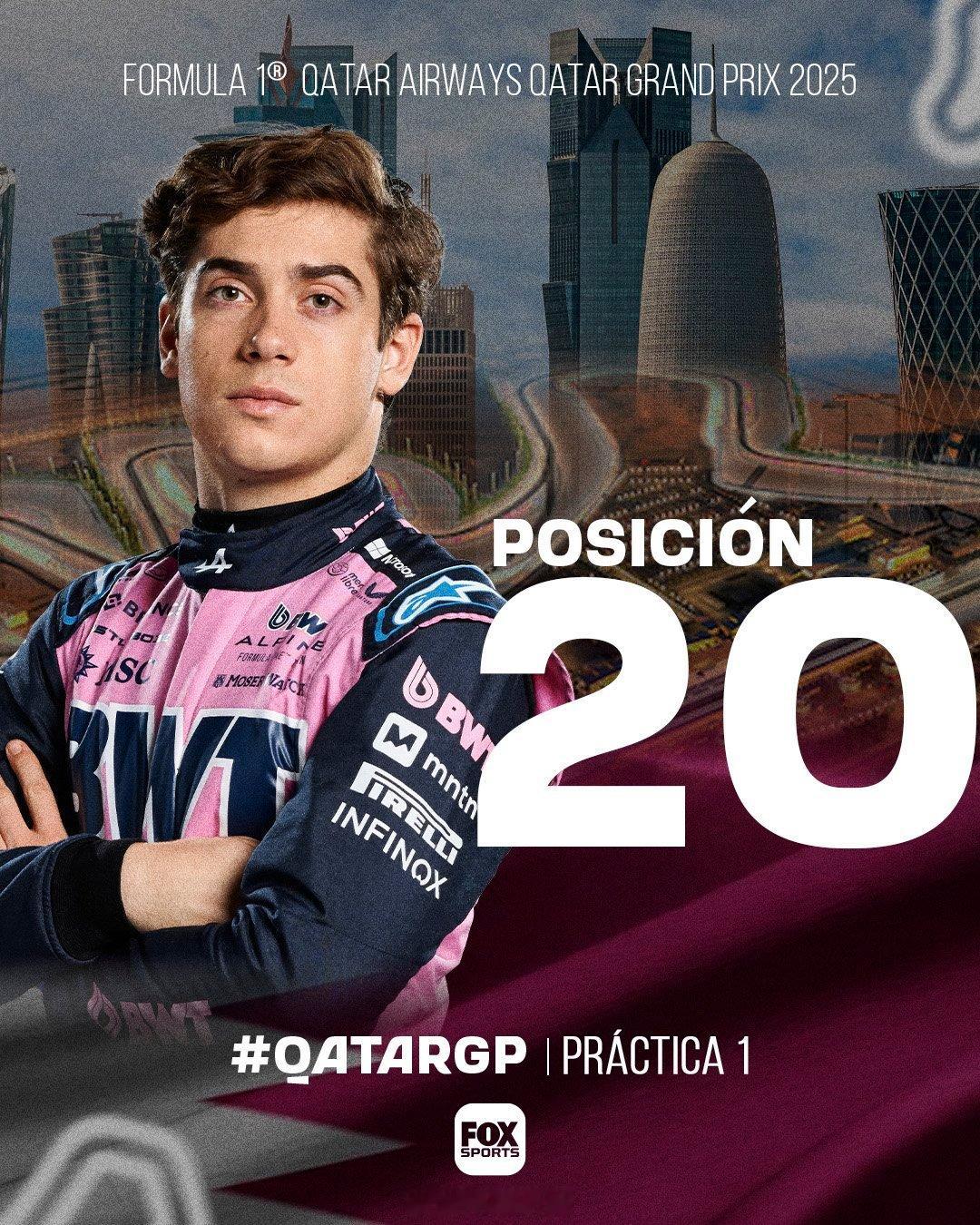 弗朗哥·科拉平托在卡塔尔大奖赛最后一次练习赛中排名第20位。2025f1卡塔尔大