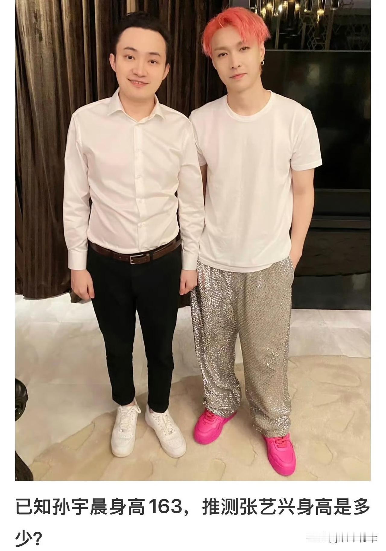 多年前张艺兴和孙宇晨的一张后台旧照被翻出，瞬间引发身高话题热议。张艺兴官方身高标