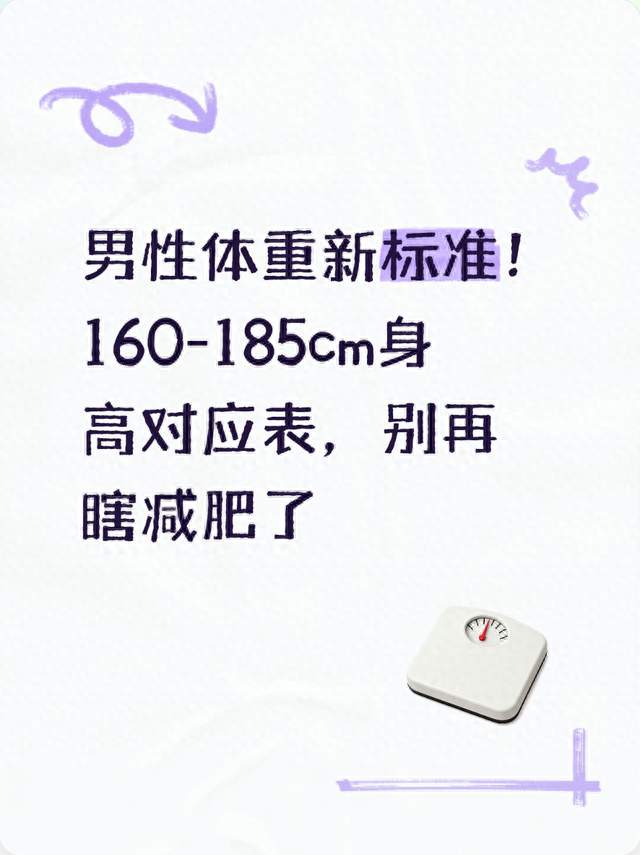 男性体重新标准！160‑185cm身高对应表，别再瞎减肥了
