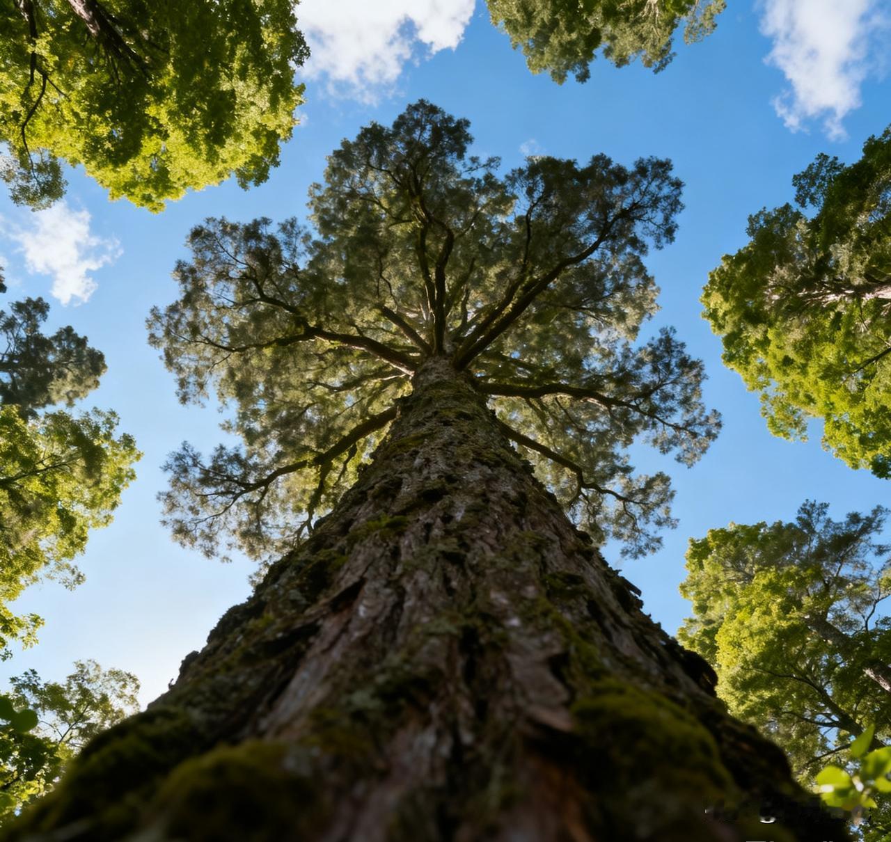 秋高树
 
你看到秋了吗？它在天上，在地上，在空气里，在树木中。

当你蹲在树底