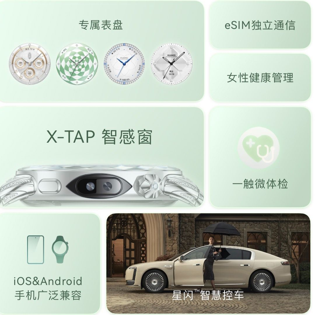 人的心情是可以突然变好的刘雯同款华为星钻手镯表来了！作为华为史上最贵手表，HUA