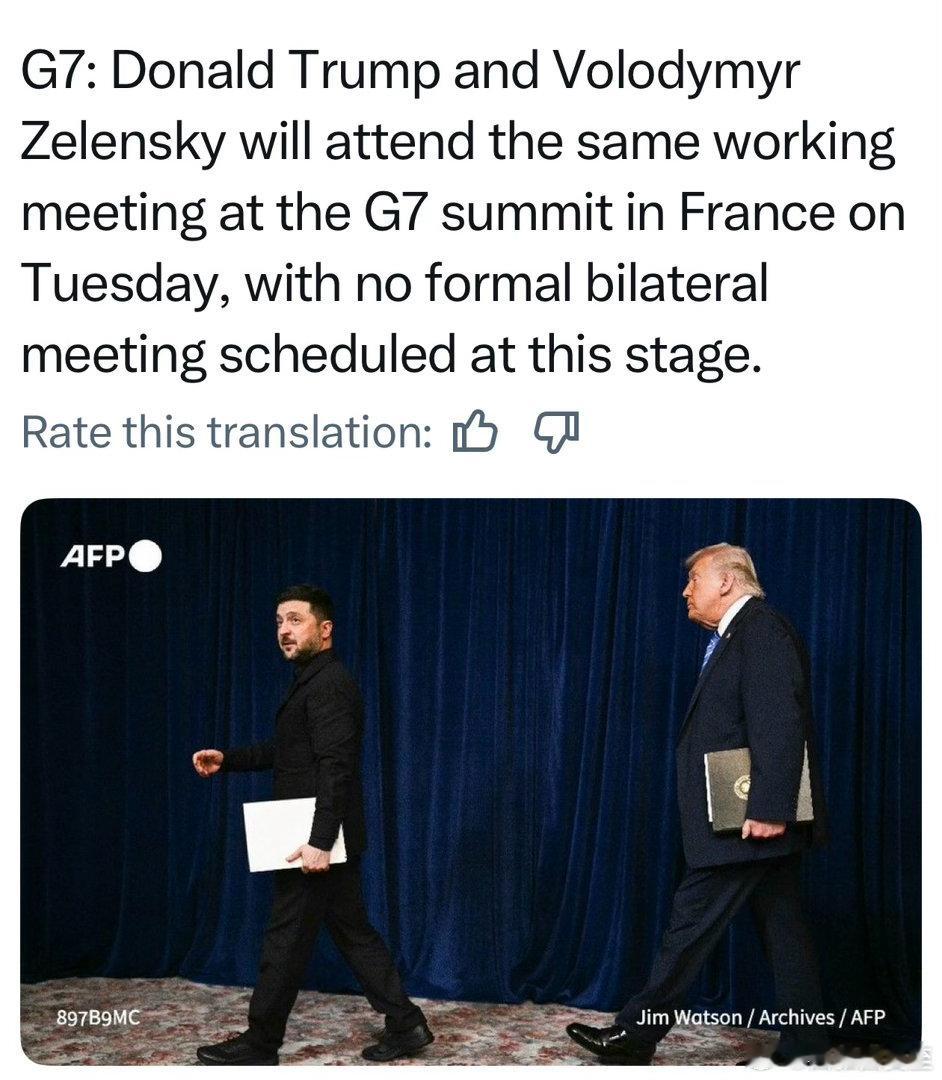 法新社：美国和乌克兰总统，周二将同时参加G7会议，目前日程上，没有两人单独会谈 