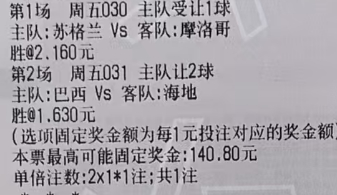 万哥世界杯实单：💫030 世界杯 苏格兰vs摩洛哥让胜 1-1 2-2💫03