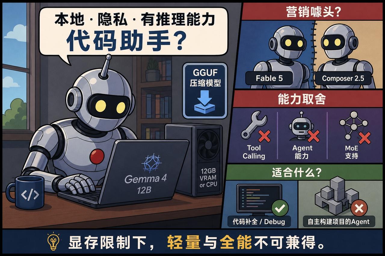 【Gemma 4 12B代码模型的狂欢与冷思考】

开源社区最近在传一个Gemm