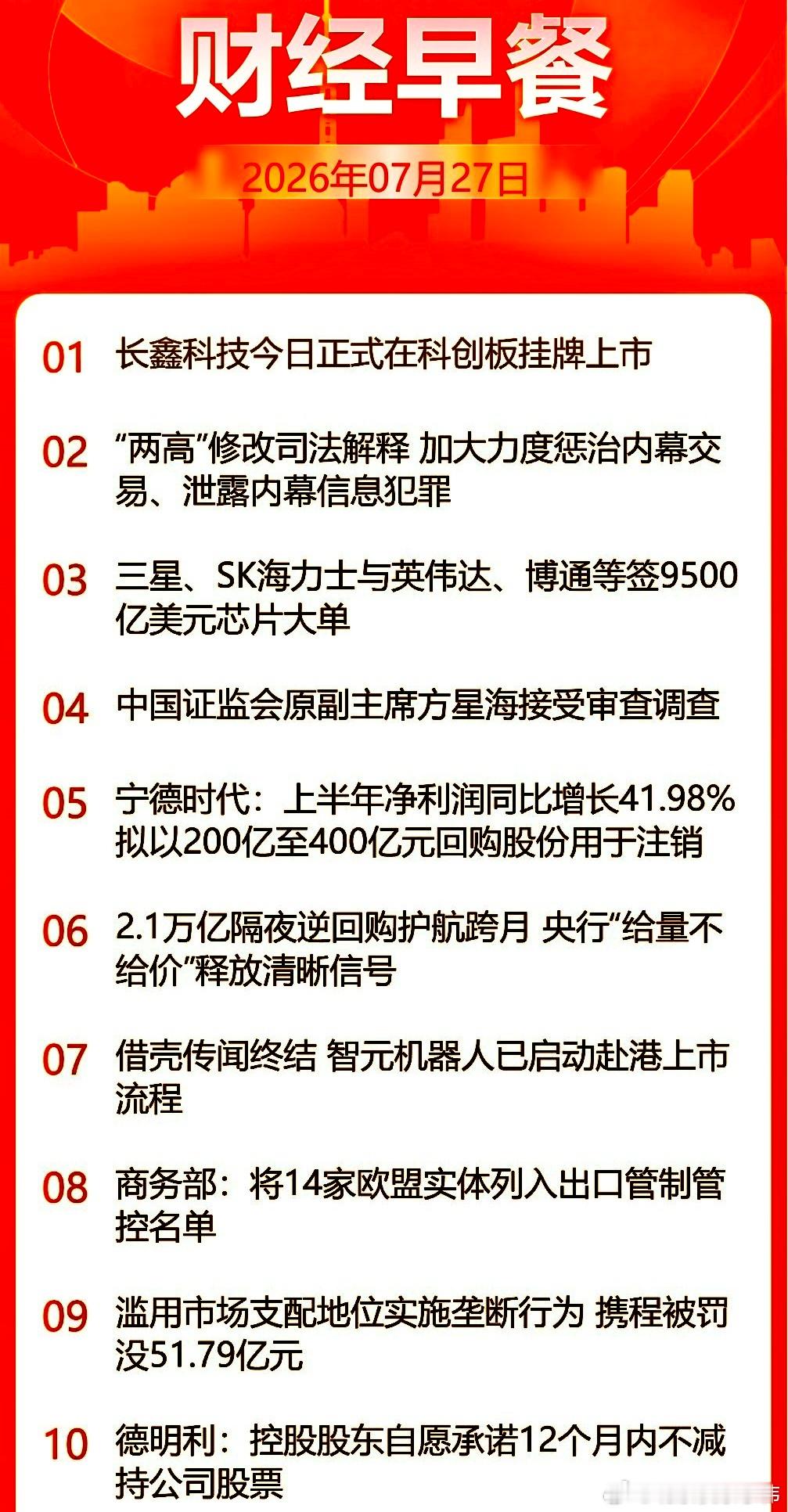7月27日盘前：         上周五美股三大指数涨跌不一，存储概念股下挫，闪