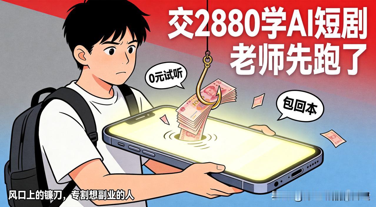 交2880学AI短剧，老师先跑了：广州三家公司被端
2880元学AI短剧、承诺月