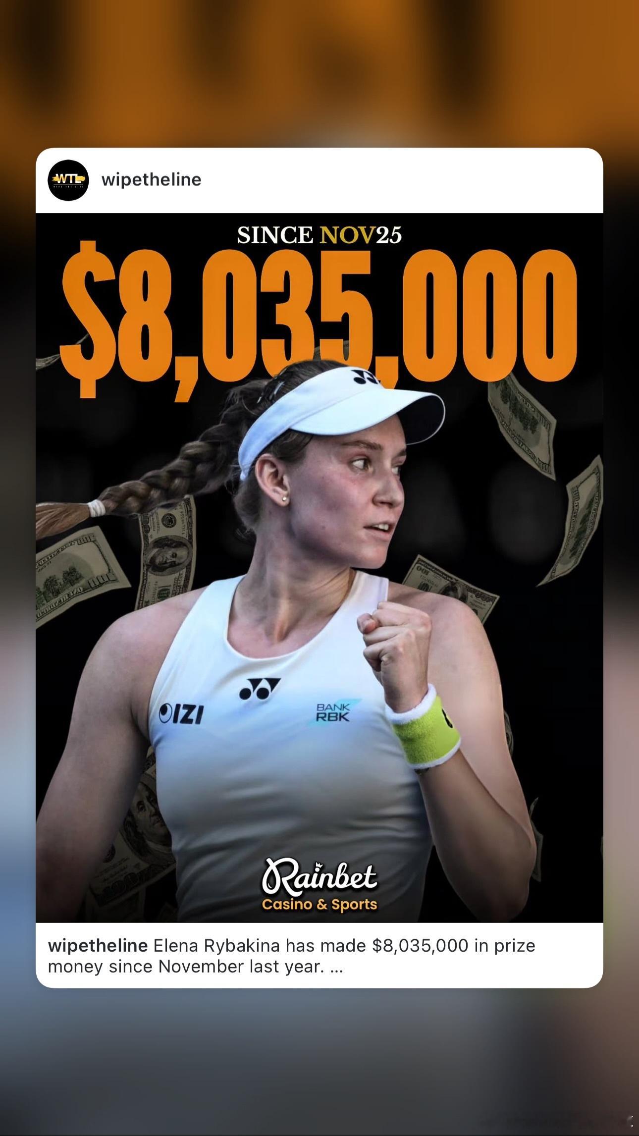 此女最近赚了不少大头应该是WTA年终冠军奖金和澳网冠军奖金，㊗️今年盆满钵满吧w