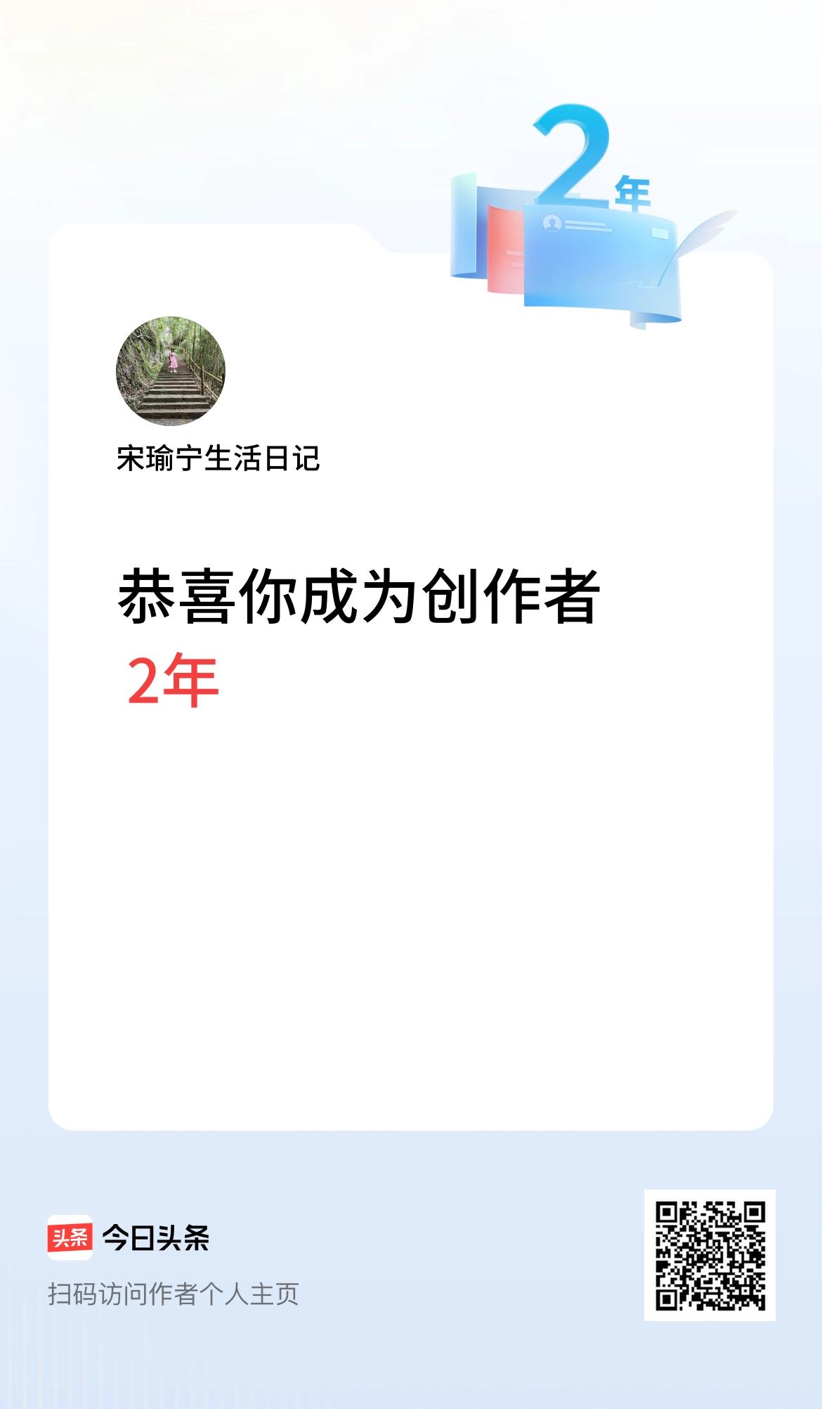 今天是我在头条成为创作者的第2年！