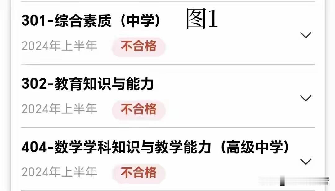 你的教师资格成绩是这样子的吗？

图一：三门都不合格，很明显没有好好准备，很可能
