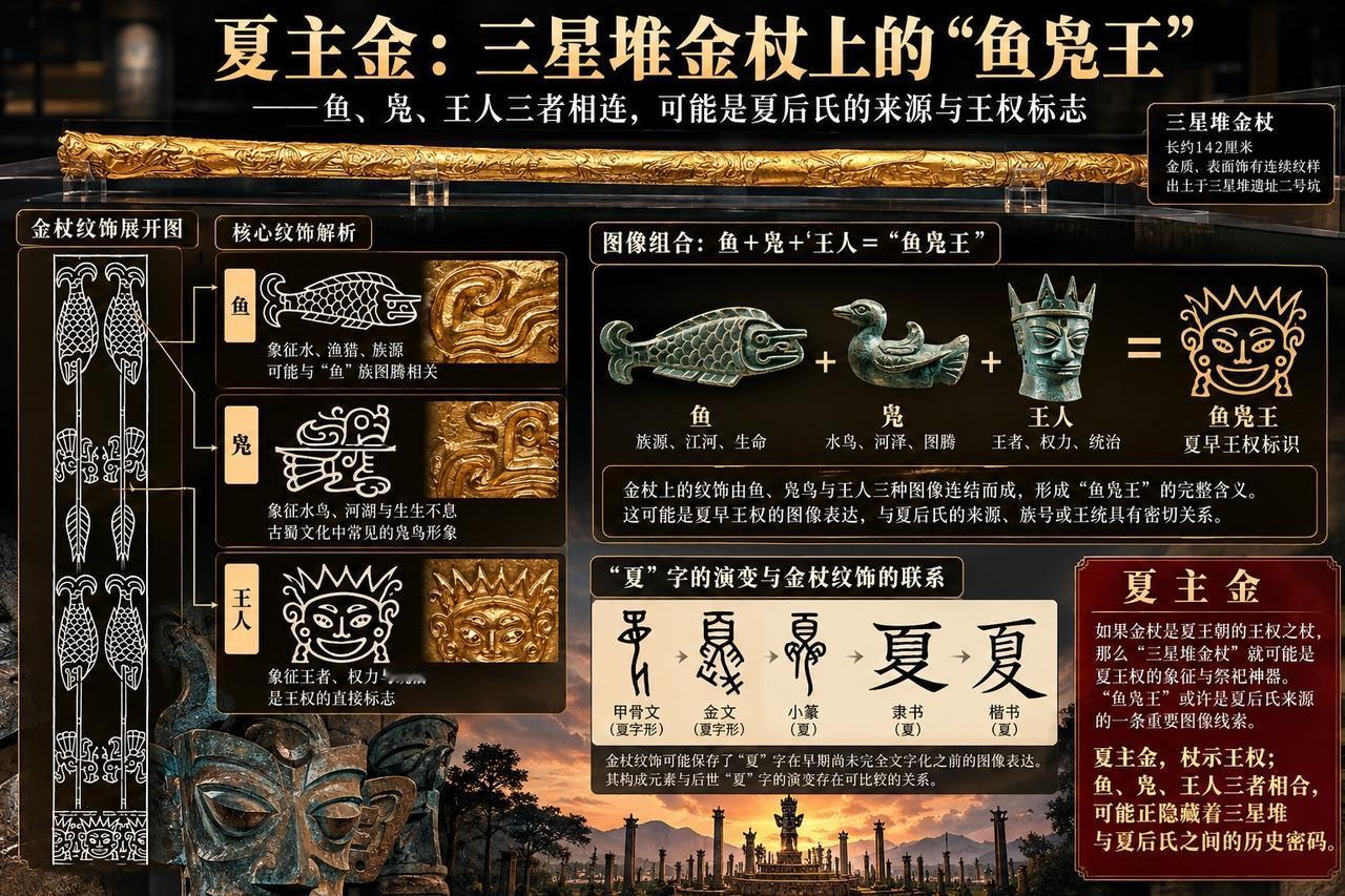 夏主金：三星堆金杖上的“鱼凫王”，会不会隐藏着夏后氏的王权密码？

三星堆金杖，