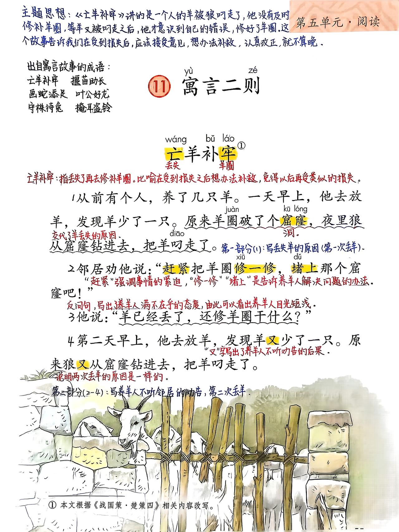 二年级下册语文，第五单元《寓言二则》《画杨桃》《小马过河》《语文园地五》课堂笔记