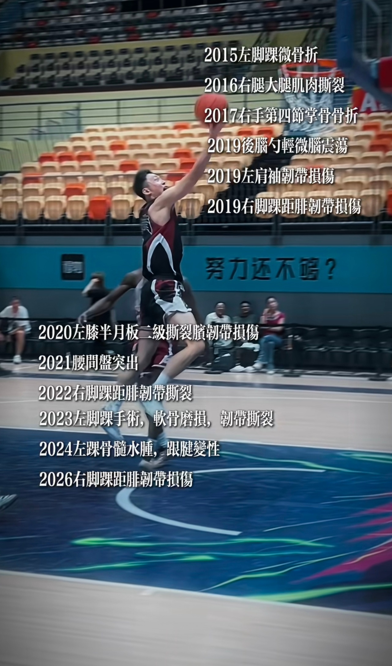 咱们普通人还是把篮球当成养生项目吧，这些靠篮球吃饭的人，表面风光，背后都是在养伤