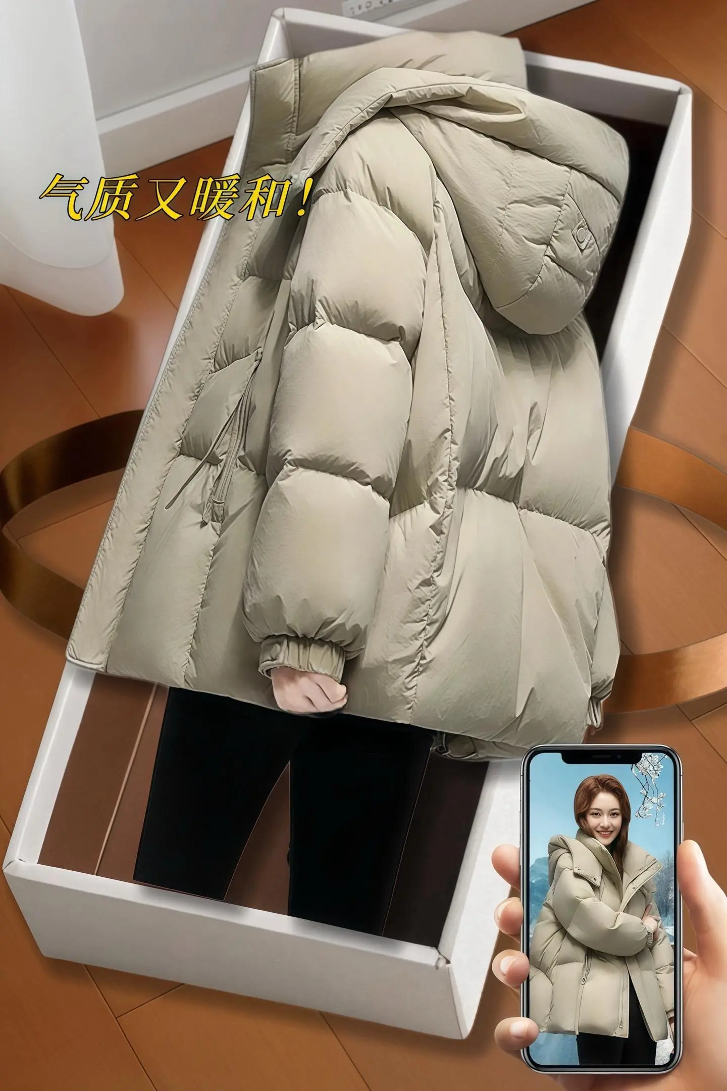 家人们，短款羽绒服！版型超绝，穿上显高又显瘦。短款设计不压个，还能大程...