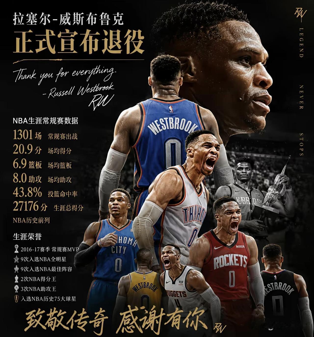威少退役了，不看NBA了。
可以说，威少是我看NBA的动力。
神龟虽猛，犹有退役