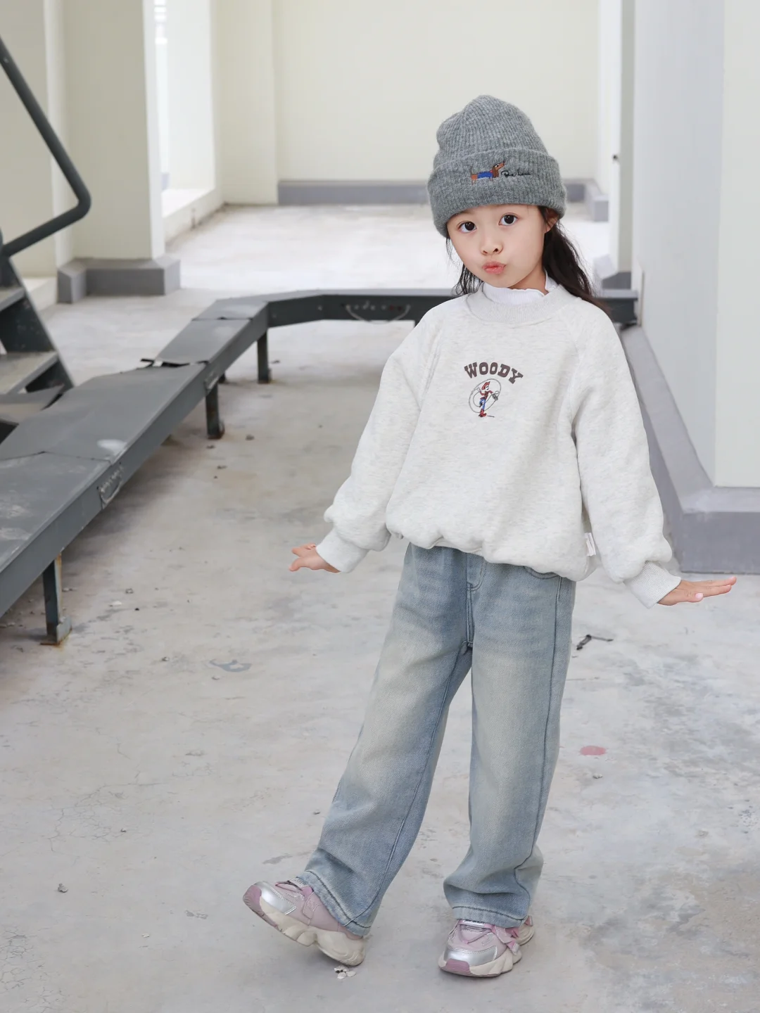 加绒卫衣+加绒牛仔裤✨冬季去幼儿园就这样