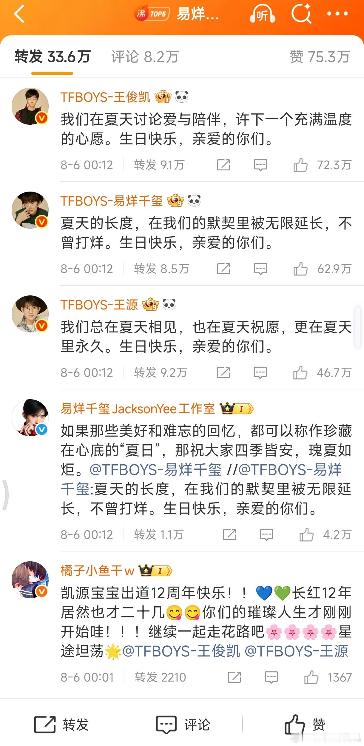 TFBOYS十二周年这么多年还是王俊凯粉丝最能打，控 评这块其他两家就没赢过[可
