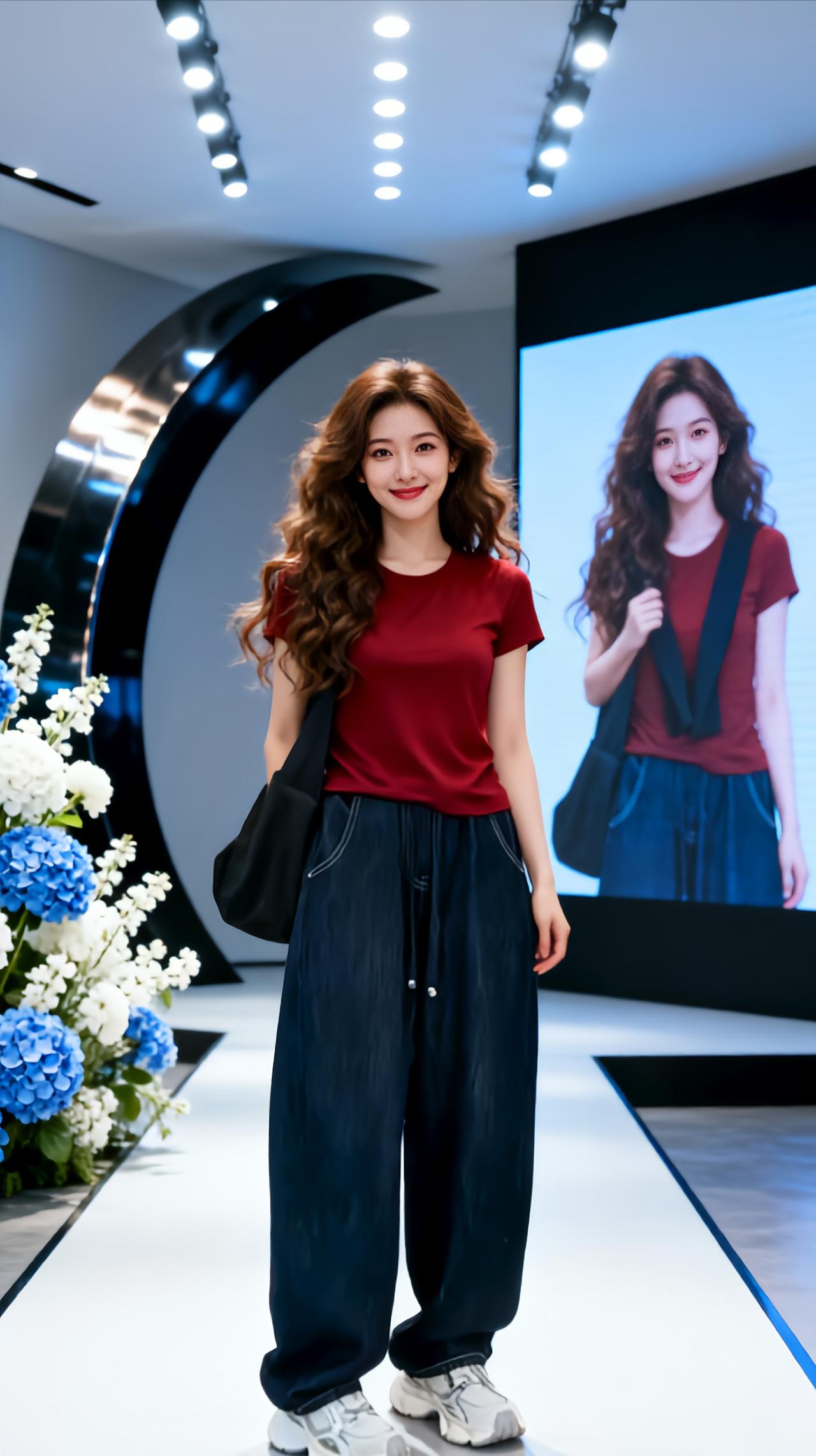 牛仔阔腿裤的百变魅力 亮色阔腿牛仔裤 活力牛仔裤 黑红色复古阔腿裤 阔腿牛仔松弛