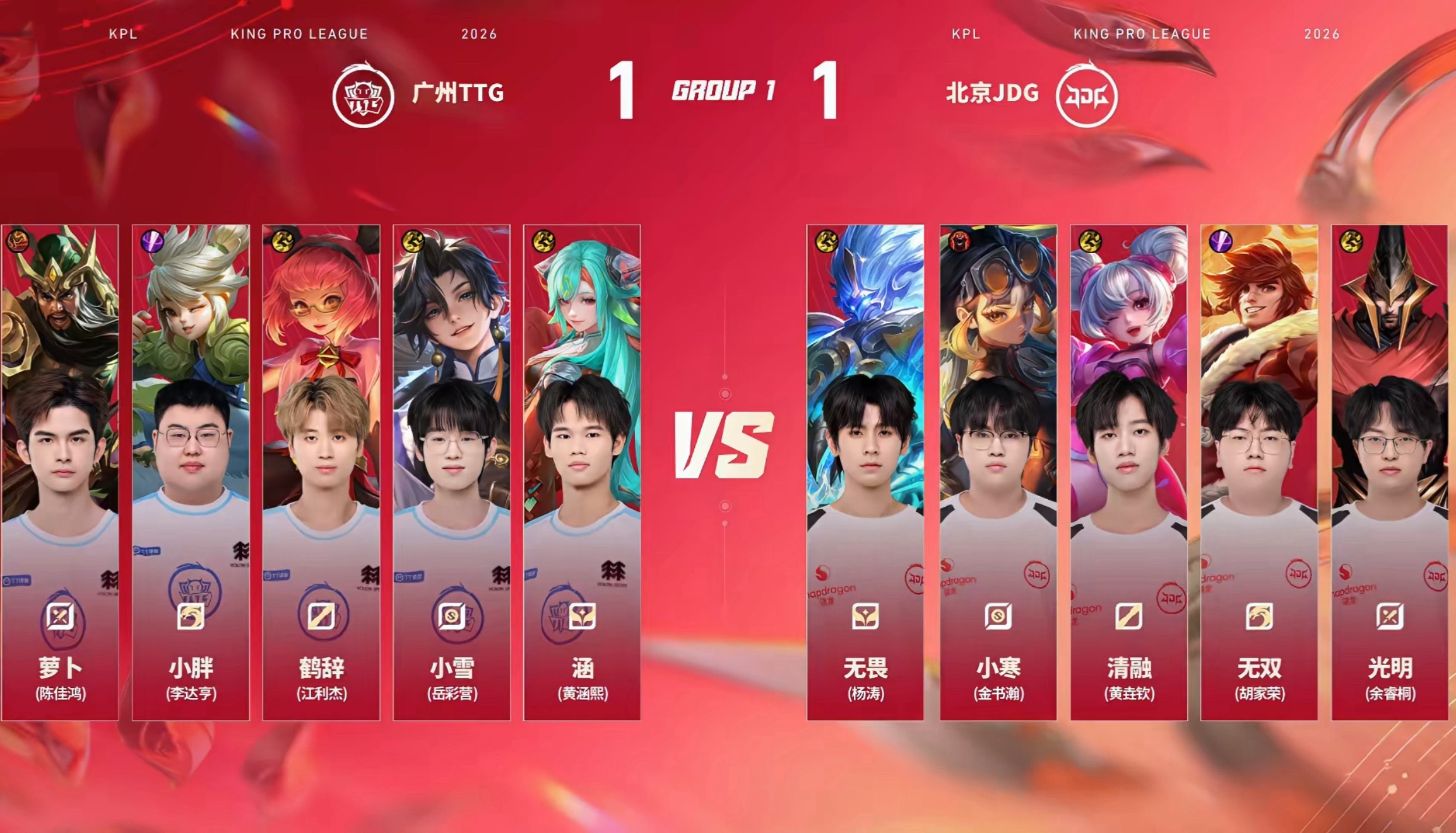JDG对战TTGTTG与盛夏同行2026KPL夏季赛常规赛第一轮北京JDG VS