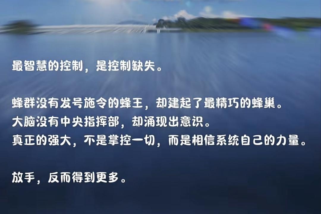 以前总觉得，厉害的人就得啥都攥在手里，啥都得按自己的想法来。后来才发现，真正的智