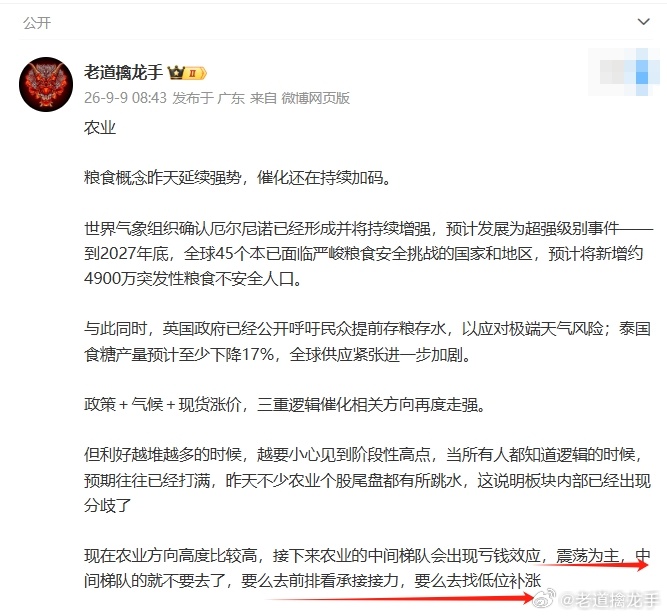农业基本上符合预期 ​​​