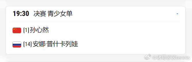 温网2026 明天决赛预告：温网女子青少年决赛孙心然 vs 普什卡列娃   19