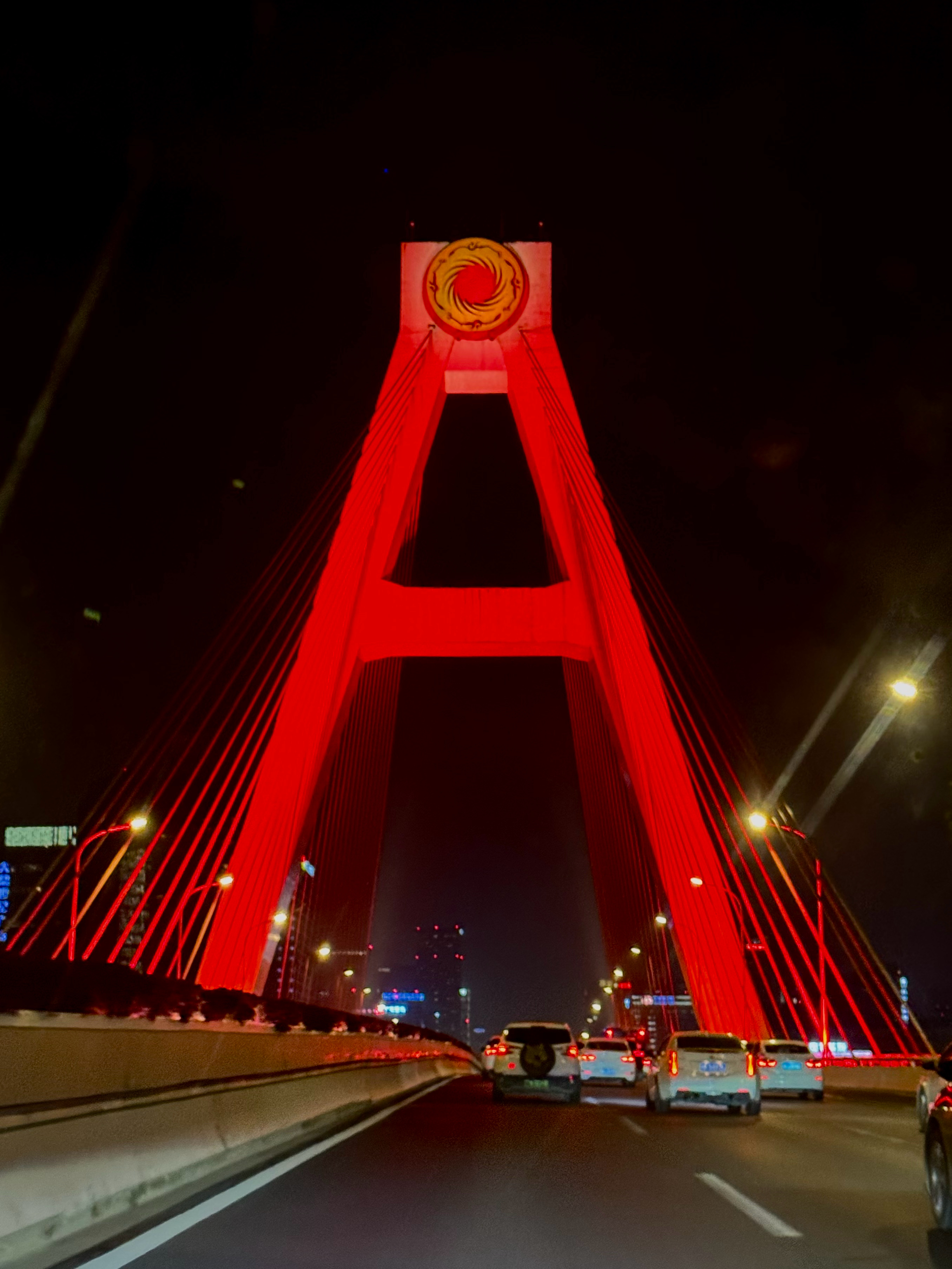 夜间的太阳神鸟桥 看着好喜庆[羞嗒嗒]  ​​​