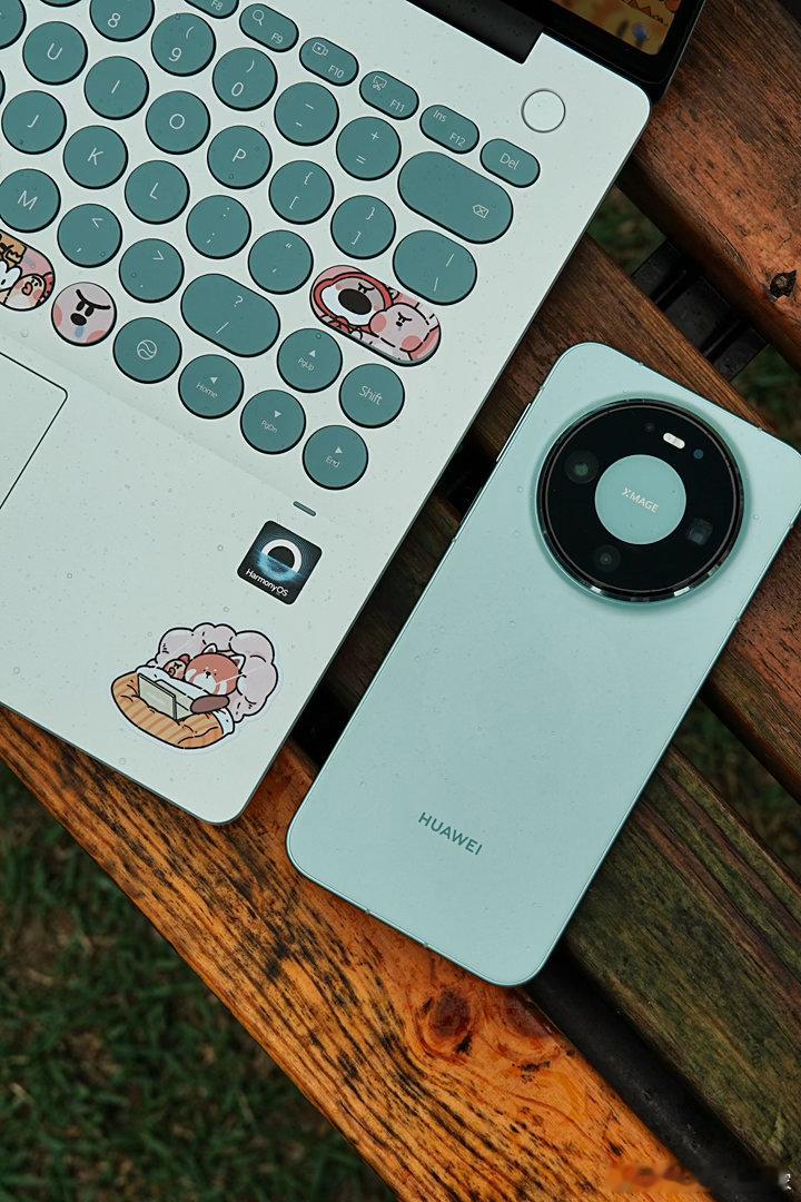 新款鸿蒙电脑好在哪  新款鸿蒙电脑的海报图这个绿色也太显气质了吧！搭配圆圆的键盘