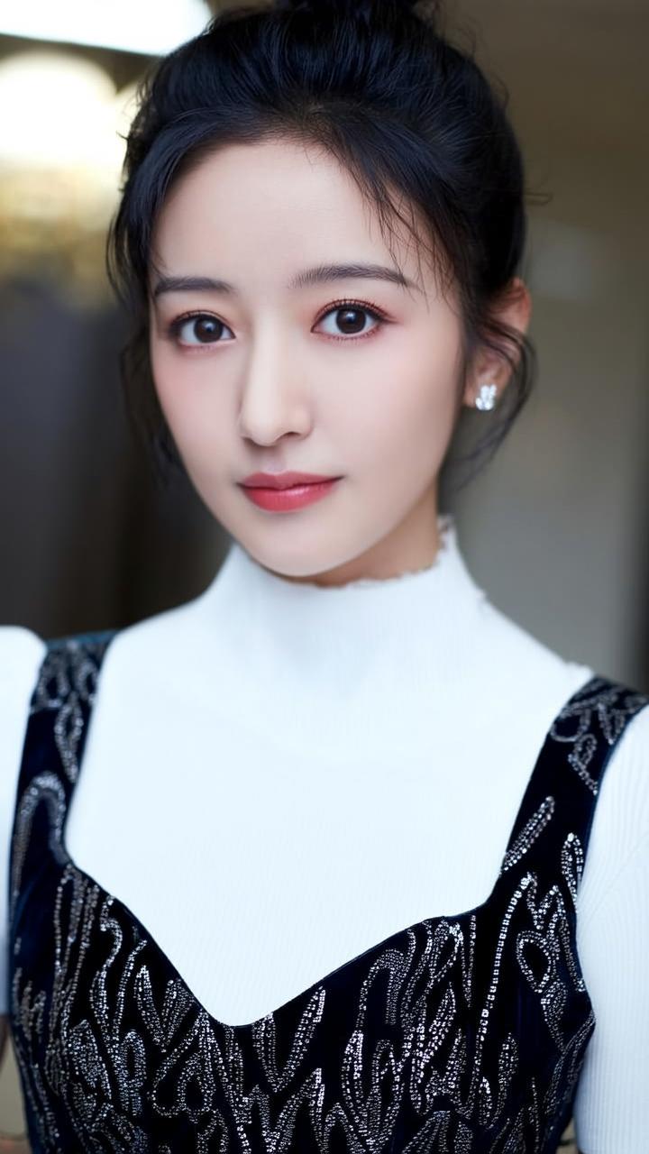 优雅黑裙，闪耀耳环，气质女神范儿