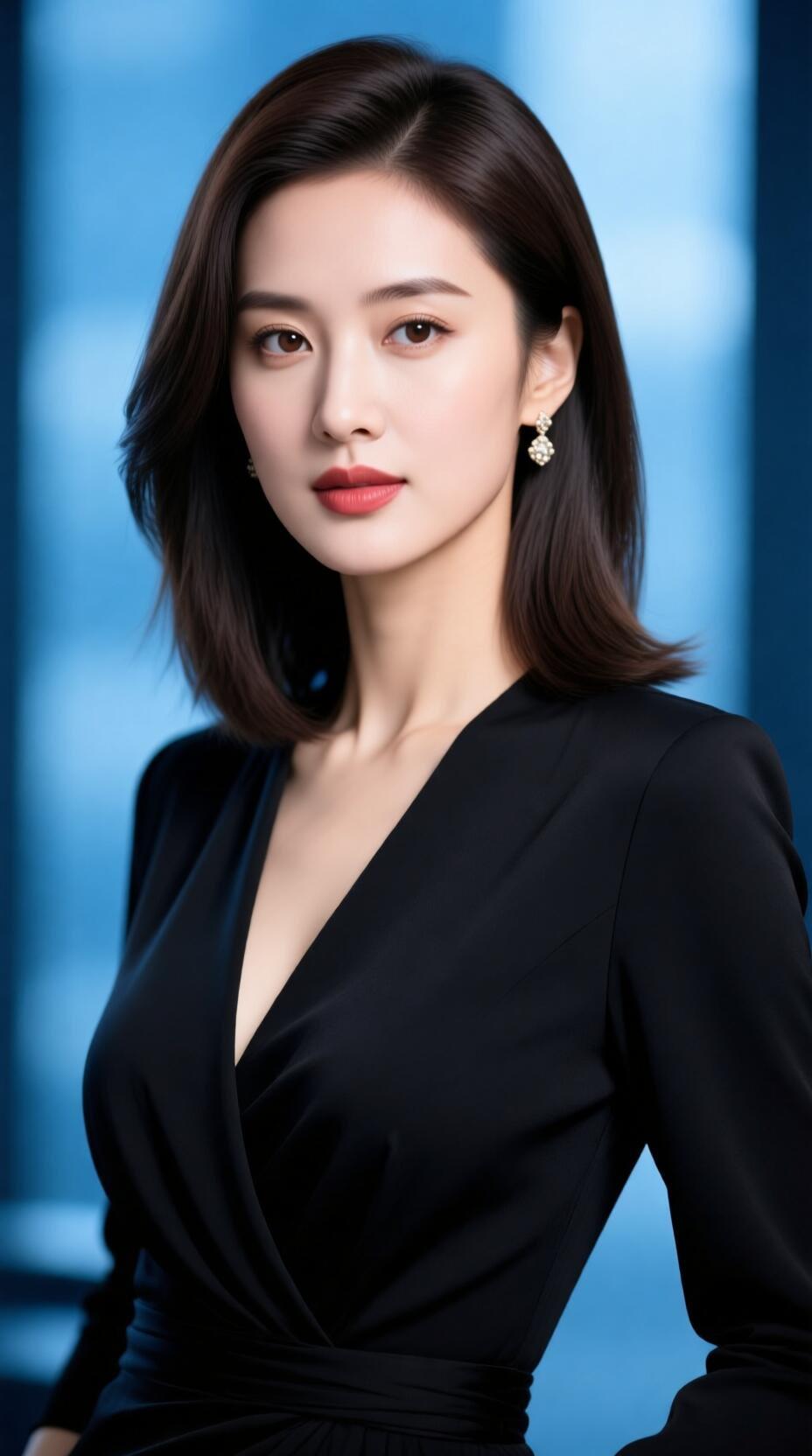 红妆美人倚，黑衣似墨生。