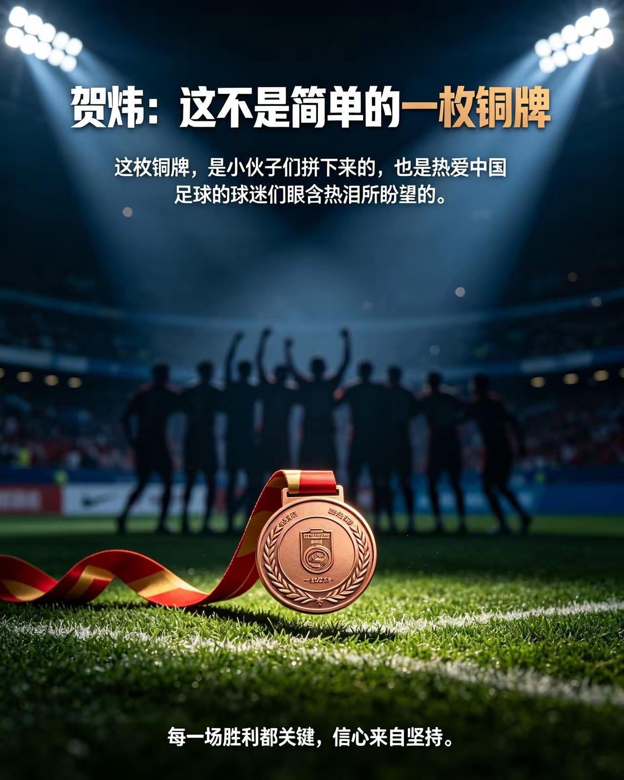 贺炜一句话点透：这不是简单的一枚铜牌。过去这段日子，中国足球承受了太多。我们急需
