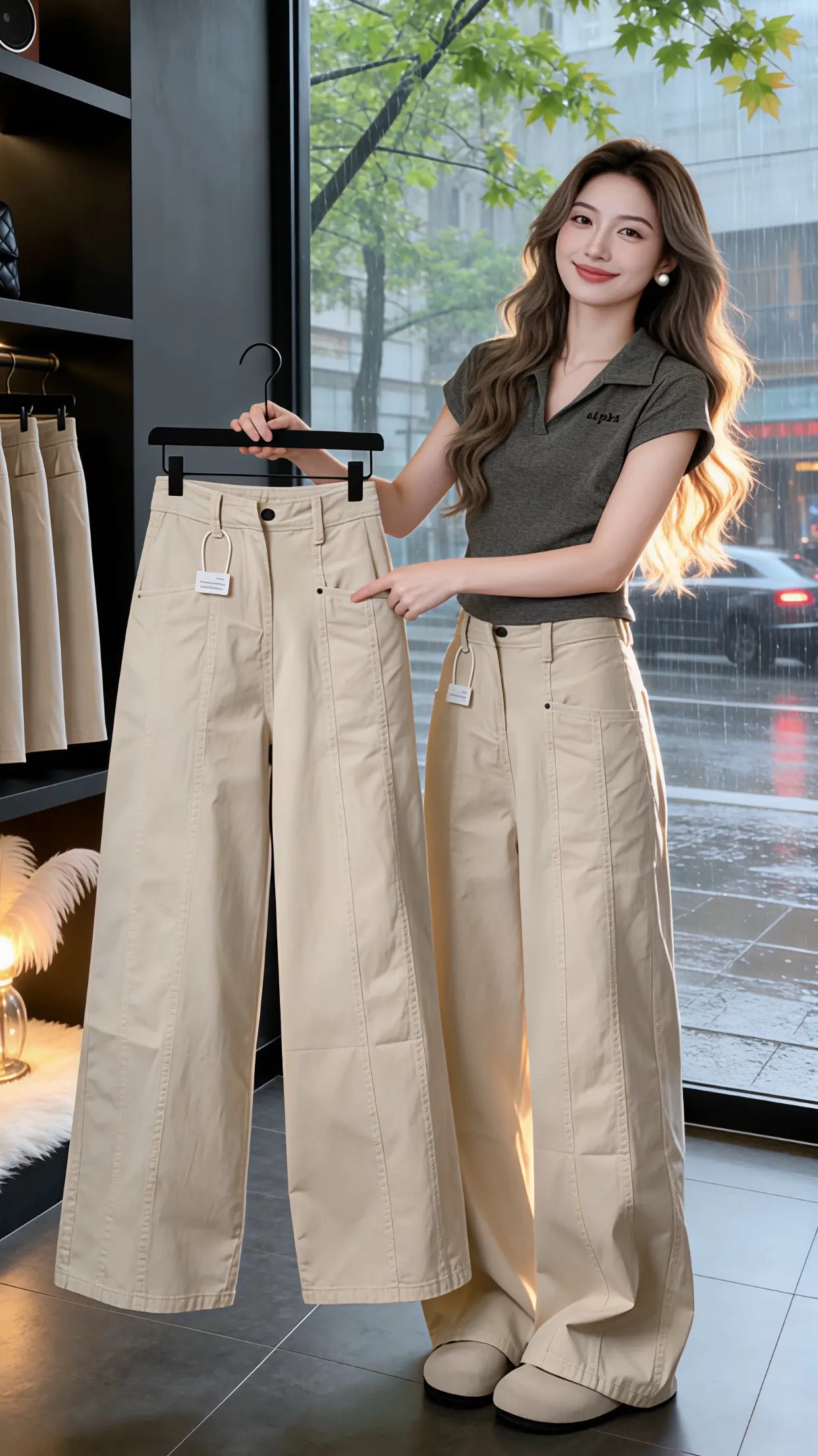 怎么将牛仔裤穿出高级感 显瘦显高显腿长裤子 工装裤女款阔腿裤 一眼就心...