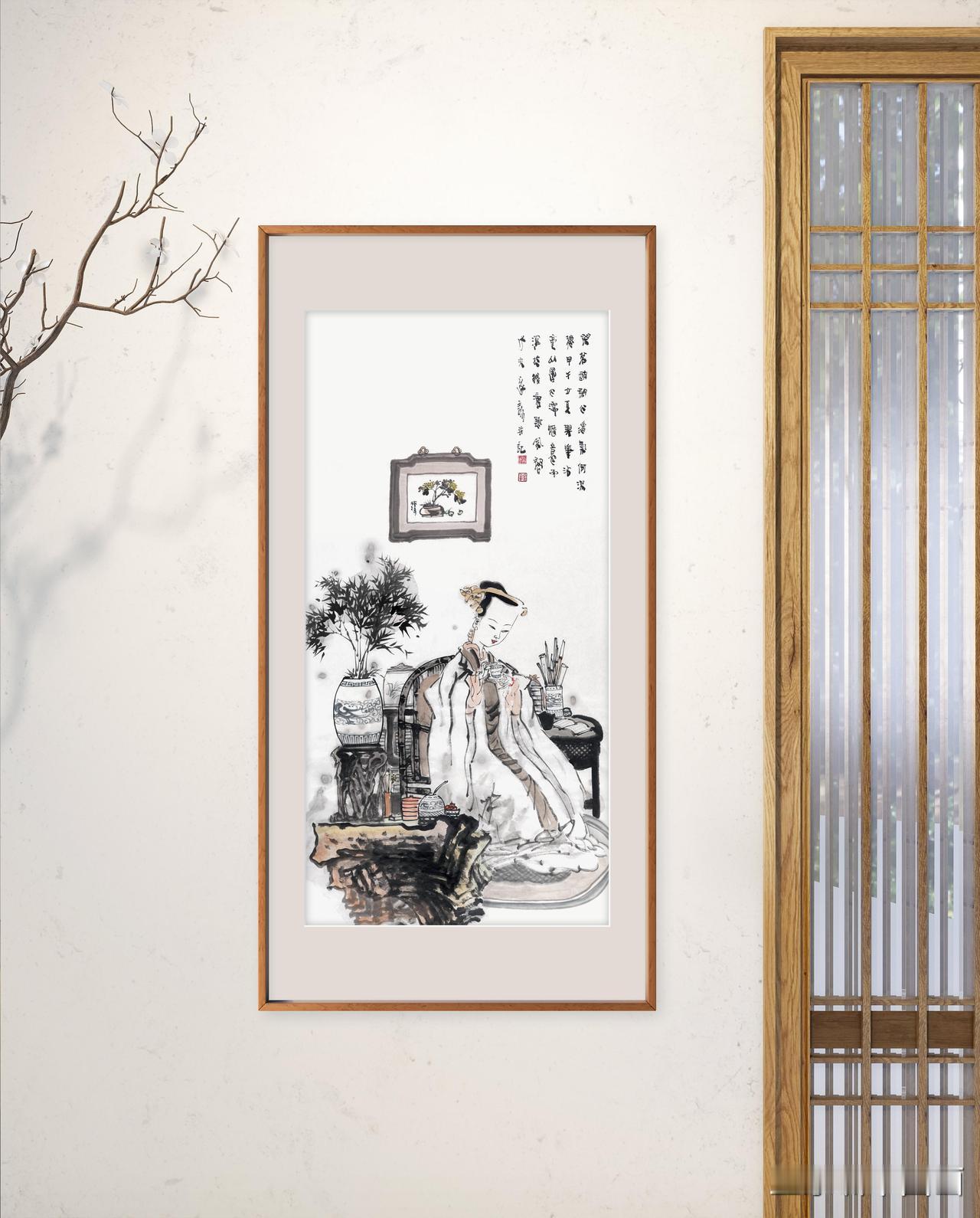 王家训作品欣赏感受国画的意境之美作品分享 
不应辜负花枝去，且嗅清香倍饮茶～