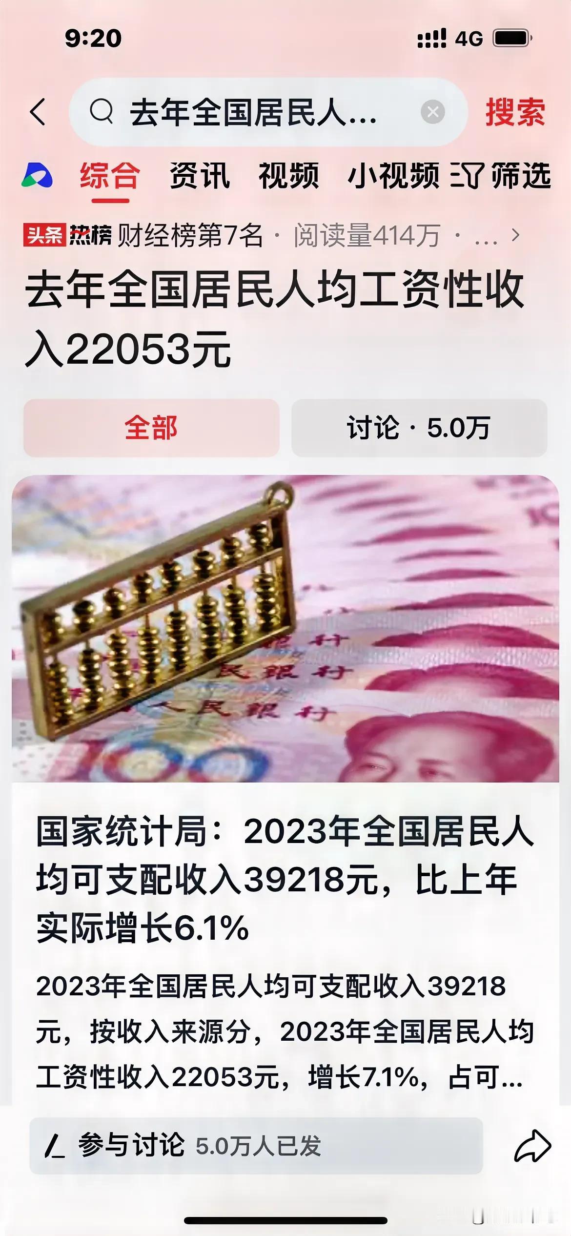 2023年，全国居民人均可支配收入39218元，比上年实际增长6.1%。

成绩