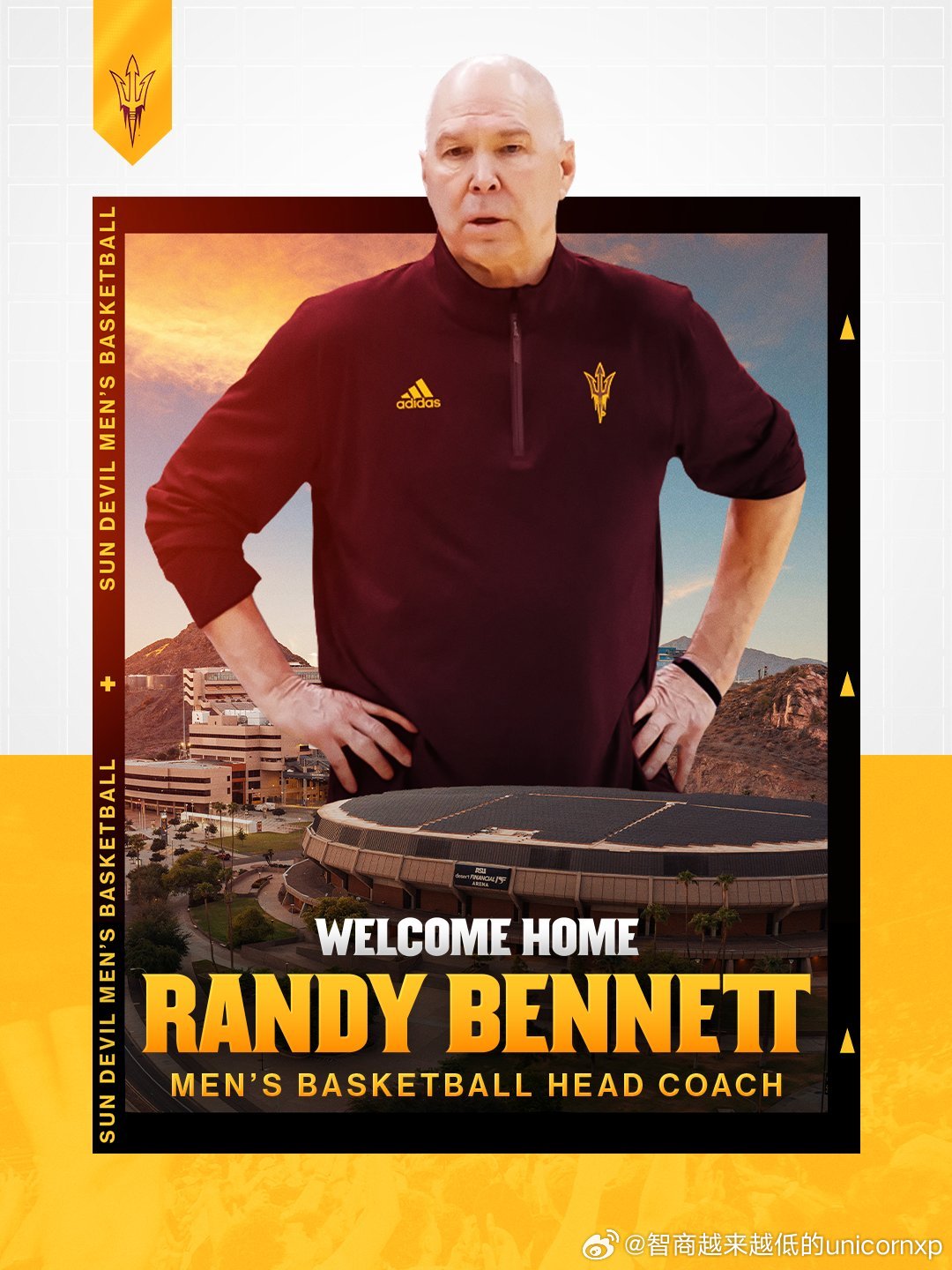 亚利桑那州立大学官宣Randy Bennett出任球队新主帅，这位原圣玛丽学院主