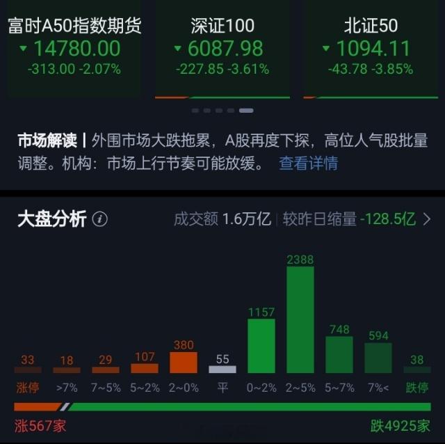 创业板指半日大跌近5% 科创50跌超6% 三大指数早盘低开低走集体收跌，午间收盘