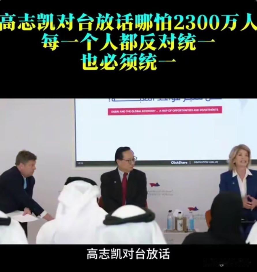 高志凯对台放话：哪怕2300万人每一个人都反对统一，也必须统一！
 
高志凯在节