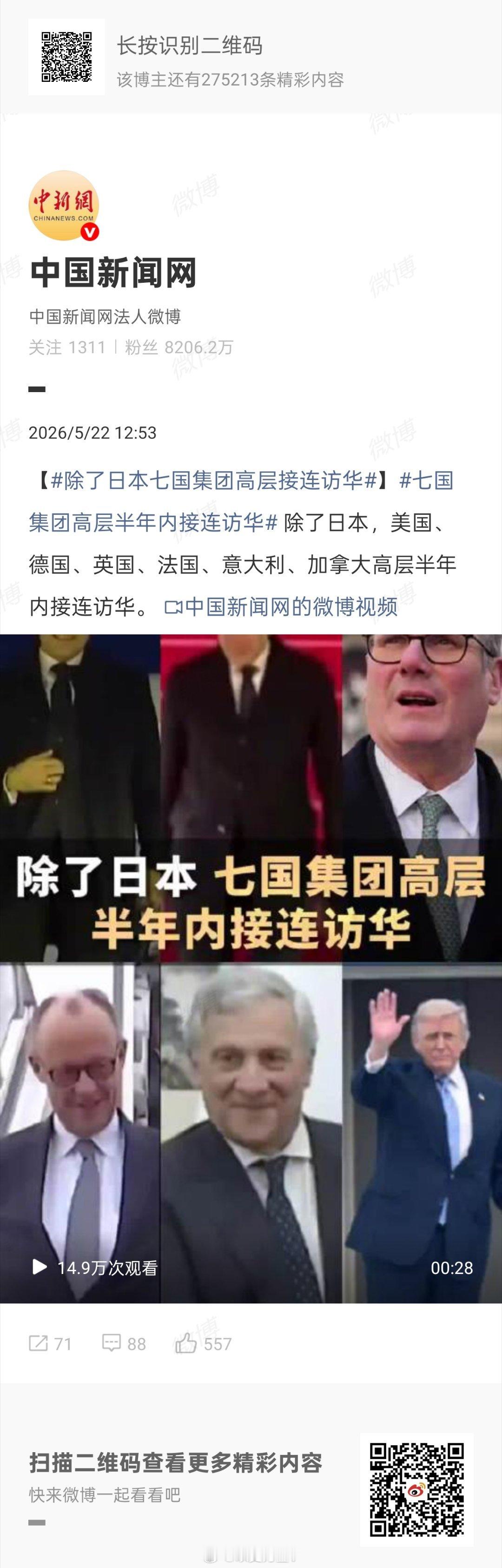 除了日本七国集团高层接连访华哈哈哈哈，那是日本不想来吗？是主人不欢迎恶客上门罢了